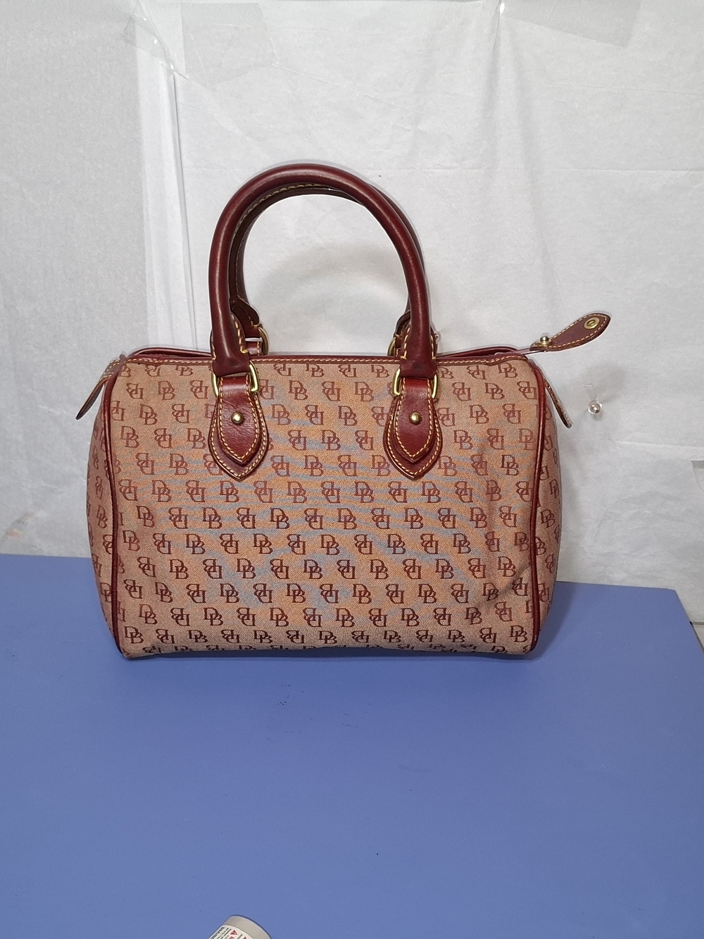 Vintage Dooney & Bourke Signature Monogram Barrel Satchel- EUC